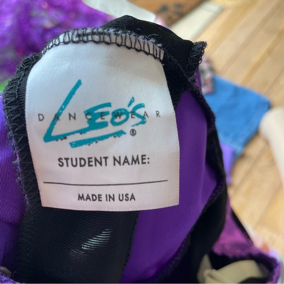 LEOS DANCEWEAR PURPLE BLACK GLITTER DANCE GYMNASTICS TANK TOP COSTUME SZ MEDIUM - Picture 8 of 8